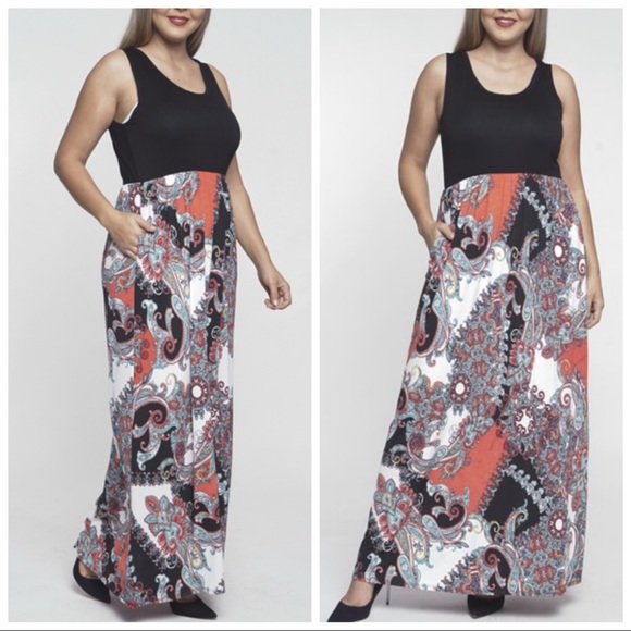 ❤️LAST 1X NEW PLUS Size Black Paisley Maxi Dress - Picture 2 of 8